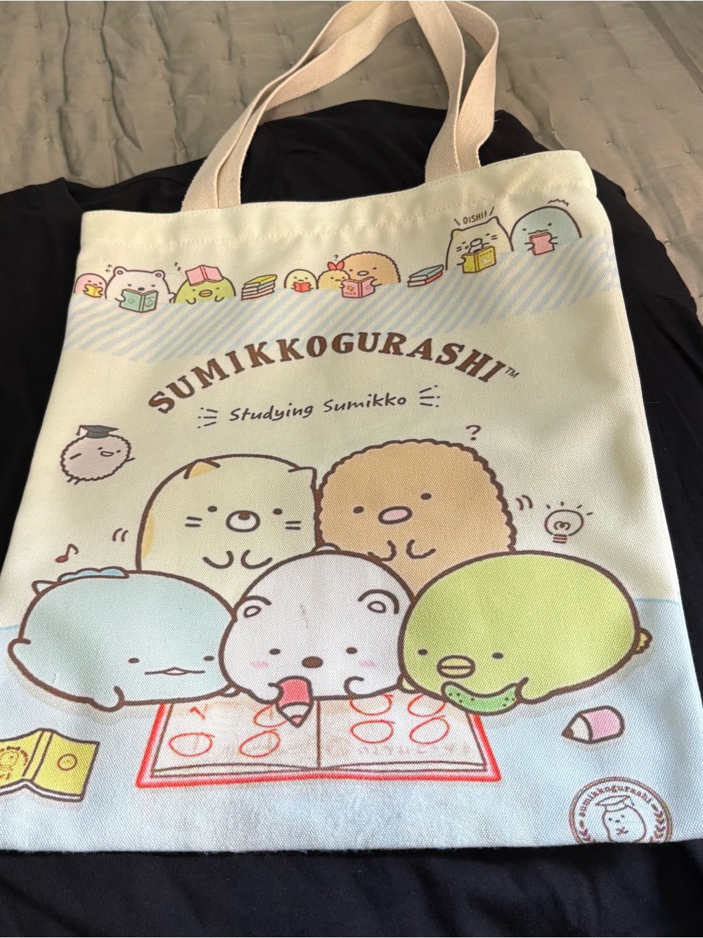 Sumikko Gurashi Studying Tote — Pastel Character Print